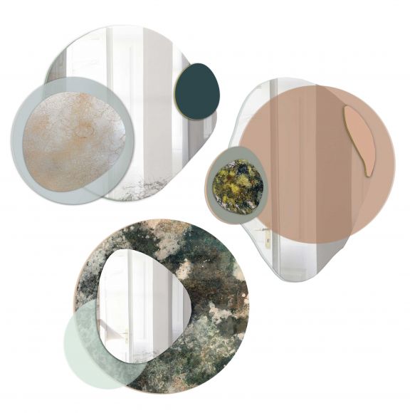 Glati hand painted glass, mirror and acrylic layered art