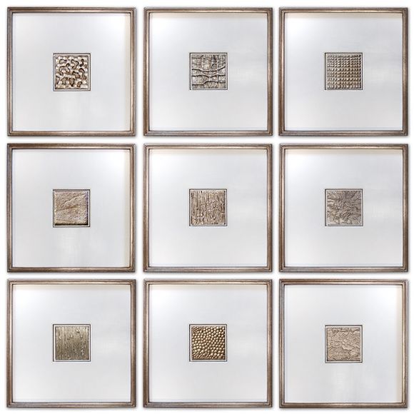 Handmade Textured Squares in  deluxe handmade frames