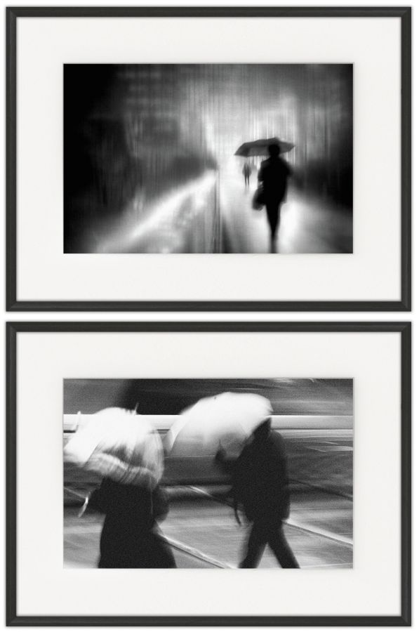 Walking in the Rain: Photographic print in a standard factory frame