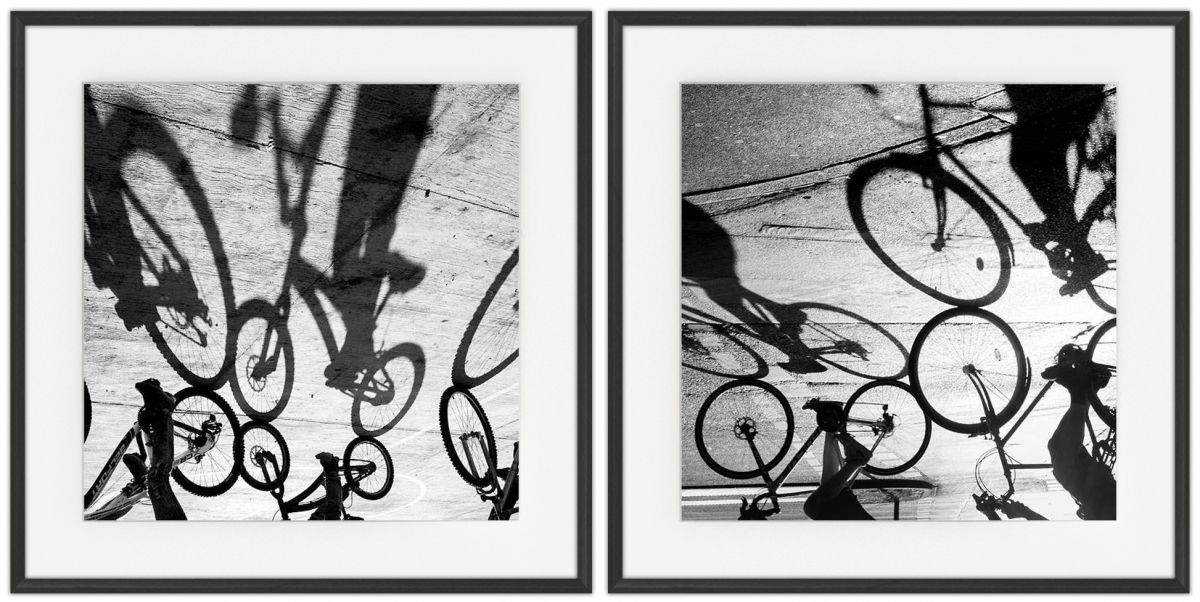 Cycling Shadows: Photographic print in a standard factory frame