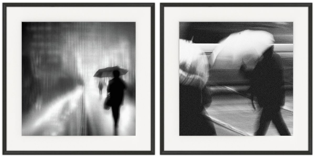 Walking in the Rain: Photographic print in a standard factory frame