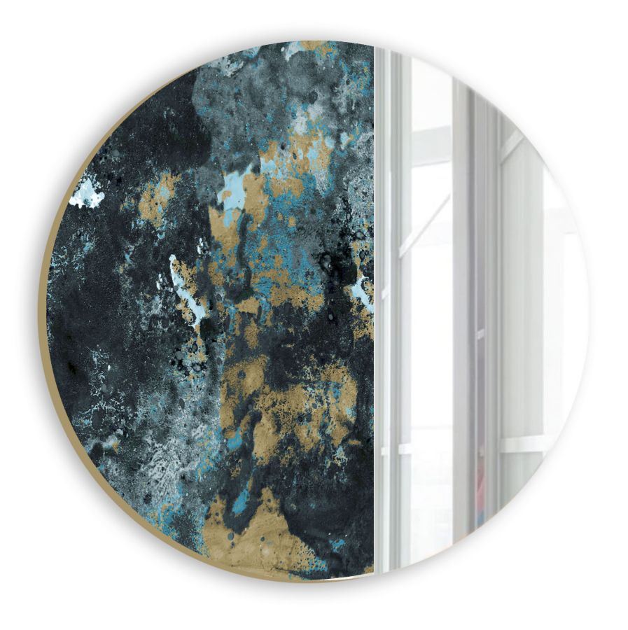 Glero 01: Hand-painted Artwork on Glass With Mirror Section