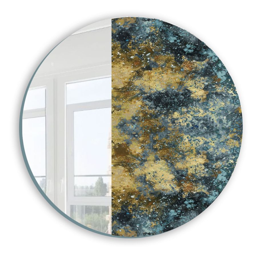 Glero 02: Hand-painted Artwork on Glass With Mirror Section