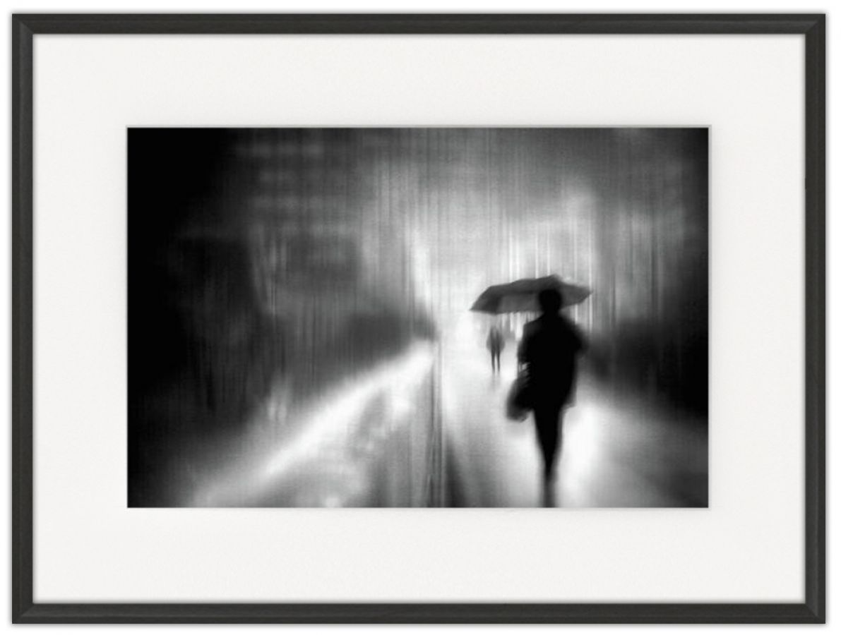 Walking in the Rain 01: Photographic print in a standard factory frame