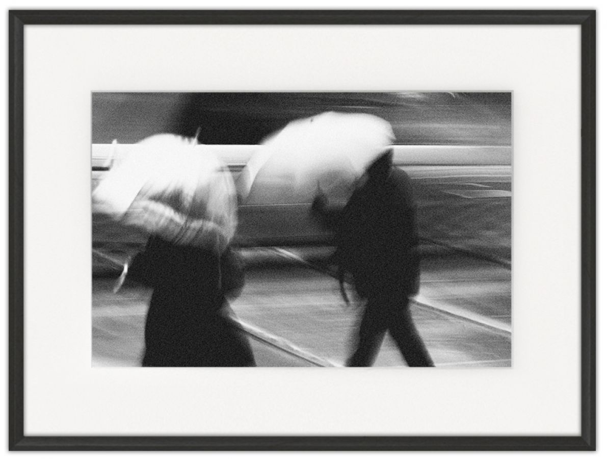 Walking in the Rain 02: Photographic print in a standard factory frame